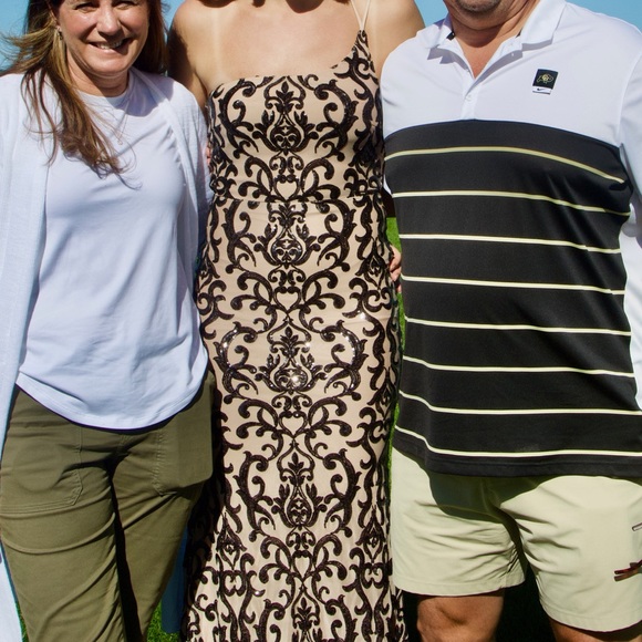 Nude prom dress with black detailing - Picture 2 of 4